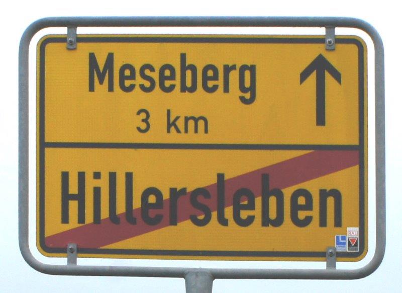 Ortsausgangsschild Hillersleben